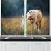 East Urban Home 2 Piece Farm Animal Blurry Backdrop Photo of Palomino Horse Grazing at Sunrise Pasture Kitchen Curtain Set | Wayfair