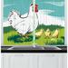 East Urban Home 2 Piece Ambesonne Hen & Chicks Cartoon Illustration of Animal Mother & Little Babies on Grass Kitchen Curtain Set | Wayfair