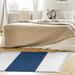 Blue/Navy 65 x 0.25 in Area Rug - East Urban Home Striped 4.6' x 5.5' White/Navy Area Rug Chenille | 65 W x 0.25 D in | Wayfair