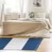 Blue/Navy 65 x 0.25 in Area Rug - East Urban Home Striped 4.6' x 5.5' Navy Blue/White Area Rug Chenille | 65 W x 0.25 D in | Wayfair