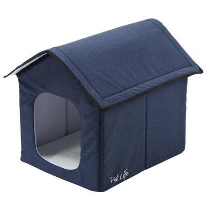 Pet Life Polyester Dog House in Blue/Black, Size 23.6 H x 23.6 W x 29.5 D in | Wayfair PH8NVLG