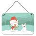 The Holiday Aisle® Fawn French Bulldog Snowman Christmas Hanging Prints Decorative Accent Metal in Red/Green/White | 8 H x 12 W x 0.03 D in | Wayfair