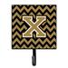 Ebern Designs Danaly Letter C Chevron Garnet Wall Key Organizer w/ Key Hooks Metal in Black/Yellow | 5.75 H x 4.25 W x 1.25 D in | Wayfair