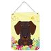 The Holiday Aisle® Easter Eggs Pug Hanging Prints Wall Décor Metal in Gray/Yellow | 12 H x 16 W x 0.03 D in | Wayfair