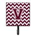 Ebern Designs Condron Letter C Chevron Garnet Wall Key Organizer w/ Key Hooks Metal in Red | 5.75 H x 4.25 W x 1.25 D in | Wayfair