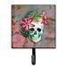 World Menagerie Parkesburg Day of the Dead Skull Flowers Wall Key Organizer w/ Key Hooks Metal in Green/Indigo | 5.75 H x 4.25 W x 1.25 D in | Wayfair