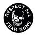 Winston Porter Pearse Respect All Fear None Cool Skull Laser Cut Solid Steel Wall Sign Hanging Metal in Black | 14 H x 14 W x 0.06 D in | Wayfair