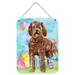 The Holiday Aisle® Easter Eggs Basset Hound Hanging Prints Wall Décor Metal in Blue/Gray | 12 H x 16 W x 0.03 D in | Wayfair