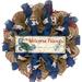 Breakwater Bay Nautical Wreath w/ Welcome Friends Crab Burlap/Deco Mesh in Blue/Brown/Red | 24 H x 24 W x 6 D in | Wayfair