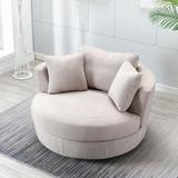 Barrel Chair - Wade Logan® Ardian 54" Wide Swivel Barrel Chair & a Half Polyester/Fabric in Brown | 36 H x 54 W x 52 D in | Wayfair