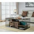 Wrought Studio™ Conlee Block Coffee Table w/ Storage Wood/Glass in Brown | 19.09 H x 48.27 W x 23.62 D in | Wayfair