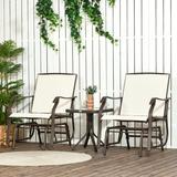 Brayden Studio® Amika 3 Piece Garden Rocking Chair Set Outdoor Glider Lounger Chair Set w/ Table in Brown | Wayfair