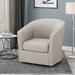 Barrel Chair - Canora Grey 31.25" W Linen Swivel Barrel Chair Linen/Fabric in White/Brown | 31.25 H x 31.25 W x 30.25 D in | Wayfair