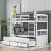 Tanvir Twin over Twin 3 Drawer Bunk Bed w/ Trundle by Harriet Bee Wood in White | 67.9 H x 42.4 W x 79.5 D in | Wayfair