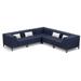 Joss & Main Brisa 5 Piece Sunbrella Sectional Seating Group w/ Cushions Metal in Black/Blue | Outdoor Furniture | Wayfair