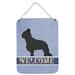 Ebern Designs Chihuahua Welcome Hanging Prints Wall Décor Metal in Gray/Indigo | 12 H x 16 W x 0.03 D in | Wayfair 3204E5A8CE6C4852810CE3A808C44464