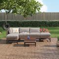 Andover Mills™ Hesse 6 Piece Rattan Sectional Seating Group w/ Cushions Synthetic Wicker/All - Weather Wicker/Metal/Wicker/Rattan | Outdoor Furniture | Wayfair