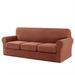 Three Posts™ Mellor Textu Grid Separate Box Cushion Sofa Slipcover Polyester in Red | 41 H x 92 W x 42 D in | Wayfair