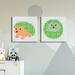 Harriet Bee 'Retro Hedgehog II (Green)' - 2 Piece Print Set Canvas in Green/Orange | 18 H x 18 W x 1 D in | Wayfair