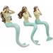 Highland Dunes 3 Piece Lafon Ocean See Hear Speak No Evil Mermaid Sirens Shelf Sitter Figurine Set Resin in Blue/Gray/White | Wayfair