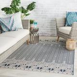 Blue/White 48 x 0.14 in Area Rug - Joss & Main Grafton Moonbeam/Dark Denim Indoor/Outdoor Area Rug | 48 W x 0.14 D in | Wayfair