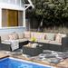 Latitude Run® Knights 7 Piece Rattan Sectional Seating Group w/ Cushions Synthetic Wicker/All - Weather Wicker/Wicker/Rattan in Black | Outdoor Furniture | Wayfair