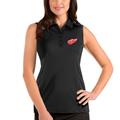 Women's Antigua Black Detroit Red Wings Tribute Sleeveless Polo