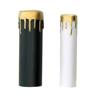 Satco 70372 - 4" Black and White Candle Covers With Gold Drip (2 Pack) (2 Candle Covers White With Gold Drip 4" Height S70-372)