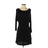 H&M Casual Dress Crew Neck 3/4 Sleeve: Black Solid Dresses - Women's Size Small