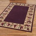 Bordeaux Grape Border Rectangle Rug, 5'3" x 8'3", Plum