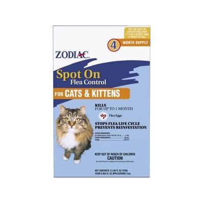Zodiac Spot On Plus 4-Months Protection Flea Spot Treatment for Cats & Kittens, under 5-lbs, 4 doses