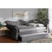 Baxton Studio Abbie Traditional & Transitional Grey Velvet Fabric & Crystal Tufted Queen Size Daybed /w Trundle - Wholesale Interiors Abbie-Grey Velvet-Daybed-Q/T