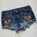 American Eagle Outfitters Shorts | American Eagle Outfitters Embroidered Jean Shorts | Color: Blue/Pink | Size: 4