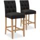 Intensedeco - Lot de 2 chaises de bar en bois Gaya tissu Noir - H65cm - Noir