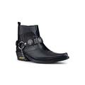 Mens Black Real Leather Goth Cowboy Riding Ankle Boots Chain Western Cuban Heel Dancing 7