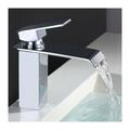 Robinet Salle de Bain Cascade Mitigeur Salle de Bain Chromé Robinet de Lavabo en Laiton Forme Carré