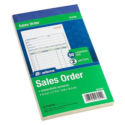 Adams DC4705 4 3/16" x 7 3/16" 2-Part Carbonless Sales Order Book - 25/Case