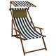 Erst-Holz Liegestuhl blau-weiß Buche dunkel Gartenliege Strandstuhl Sonnendach Kissen klappbar 10-317SKD