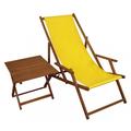 Erst-Holz Liegestuhl gelb Gartenliege Tisch Deckchair Sonnenliege Gartenstuhl Massivholzmöbel 10-302 T