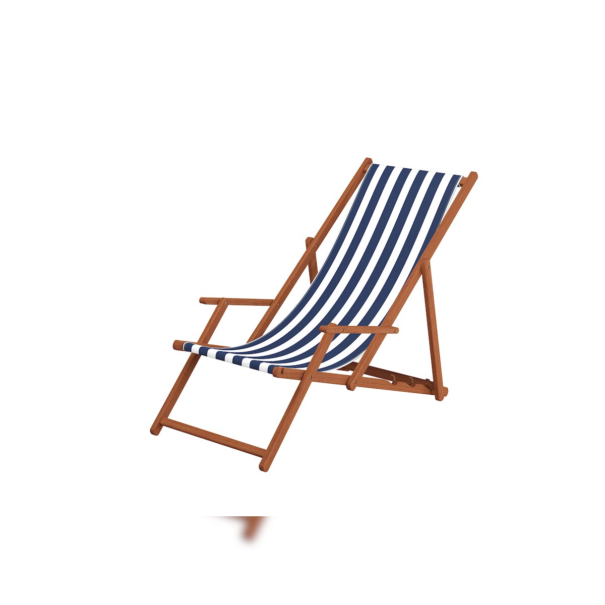Erst-Holz Liegestuhl blau-weiß Gartenstuhl Tisch Deckchair Buche dunkel Strandstuhl klappbar 10-317 T Image