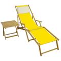 Erst-Holz Liegestuhl gelb Strandliege Tisch Sonnenliege Relaxliege Deckchair Buche hell 10-302 N F T KH