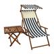 Erst-Holz Liegestuhl blau-weiß Gartenstuhl Tisch Sonnendach Kissen Deckchair Buche Strandstuhl 10-317STKH