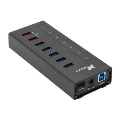 Xcellon 7-Port Powered USB 3.0 Slim Aluminum Hub with 2 Dual Data/Charging Ports SH7-5H2HC-2