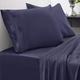 Sweet Home Collection Luxury Bedding Set with Flat, Fitted Sheet, 2 Pillow Cases, Microfiber, Navy, King