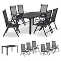 Juskys Aluminium Gartengarnitur Milano - Gartenmöbel Set mit Tisch und 6 Stühlen – Dunkel-Grau mit