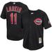 Men's Mitchell & Ness Barry Larkin Black Cincinnati Reds Cooperstown Collection Mesh Batting Practice Button-Up Jersey