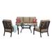 Lark Manor™ Anhar 4-Piece Patio Sofa Conversation Set w/ Cushions & 21 x 42" Rectangular Coffee Table in Brown | 38 H x 69.5 W x 32 D in | Wayfair