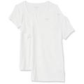 Amazon Essentials Damen T-Shirt mit Flügelärmeln und U-Ausschnitt in schmaler Passform, 2er-Pack, Weiß, XS
