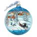 Designocracy Holiday Splendor Vintage Winter Village Ball Ornament Glass in Blue/Brown/Green | 3.5 H x 3 W x 3.5 D in | Wayfair 73368