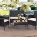 Latitude Run® Rifiki 4 Piece Rattan Sofa Seating Group w/ Cushions Synthetic Wicker/All - Weather Wicker/Wicker/Rattan in Black | Outdoor Furniture | Wayfair